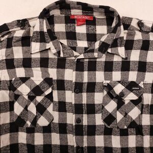 Montage Gingham Flannel Casual Long Sleeve Shirt Mens Size Large L Black White